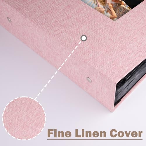 Ruibytree Extra Large Capacity Photo Album 4x6 Pictures 1000 Pockets, Pink | Linen Cover, Horizontal & Vertical 4x6 Photos, Removable Acid-Free Pages, Front Display Window, for Family, Wedding & Travel - color: Pink