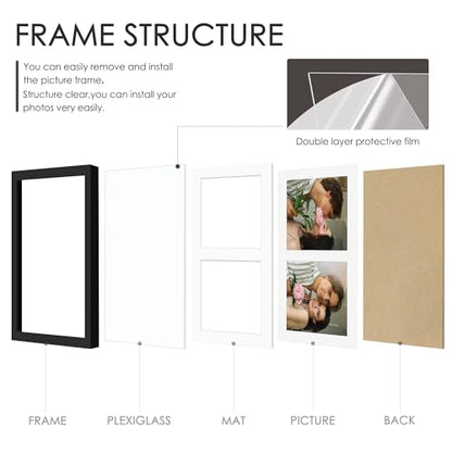 DUENPY 8.5x11 Double Frame For 2 5x7 Photos Black - color: Black, size: 8.5x11（5x7 opening）