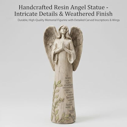 DUSVALLY 13-Inch Praying Angel Memorial Statue for Garden, Sympathy Gift - color: Brown