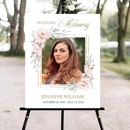 white Rose Funeral Welcome Sign, Celebration of Life Welcome Sign, Memorial Sign, in Loving Memory Sign, Celebration of Life Funeral Sign, Celebration of Life Sign, Memorial Sign with Photo #W12 - color: Version #23