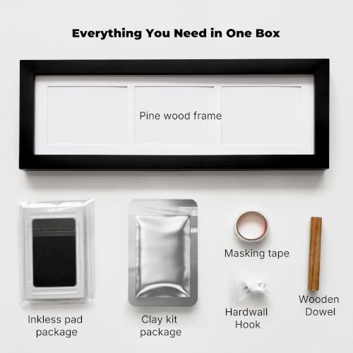 Paw Print Kit for Dogs, Pine Wood Frame with Inkless Pad & Clay Kit | Solid Pine Wood Construction, Includes Inkless Pad and Clay Kit, Step-by-Step Instructions Included, Wall Mountable Design