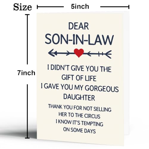 Son in Law Birthday Card, Happy Birthday Card for Son in Law - color: BK-124