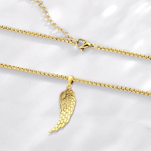 Angel Wings Necklace 925 Sterling Silver Guardian Angel Nurse RN Caduceus Pendant Charm Crystal Angel Jewelry Gifts for Women - style: D-Angel Wing (Golden)