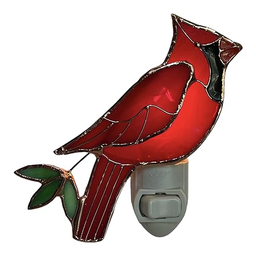 Gift Essentials Red Cardinal Plug-in Night Light - Stained Glass Nightlight | Red Cardinal Stained Glass Plug-in Nightlight with On/Off Rocker Switch. Includes One 4-Watt Replaceable Warm-Glow Bulb. - color: Cardinal