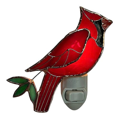 Gift Essentials Red Cardinal Plug-in Night Light - Stained Glass Nightlight | Red Cardinal Stained Glass Plug-in Nightlight with On/Off Rocker Switch. Includes One 4-Watt Replaceable Warm-Glow Bulb. - color: Cardinal