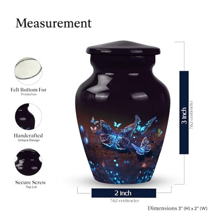 Butterfly Urn, Small Urn for Ashes Butterfly - 3 Inch Mini Urn for Sister | Cremation Miniature Urns with Butterfly, Final Remains Containers Butterfly - size: 3 inch Keepsake 1PC