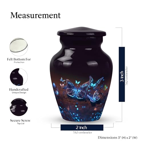 Butterfly Urn for Ashes, Small Urns for Human Ashes | Mini Cremation Urn for Ashes Adult Small Ashes Keepsake Urn | 3 Inches Set of 2 - size: 3 inch Keepsake Set 4