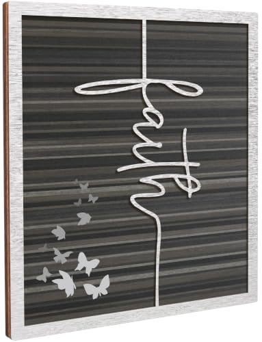 ARTINAEL Christian Gifts for Women Faith, Wood Jesus Art Decor Signs & Plaques for Entryway Table Desk Shelf Tiered Tray, Inspirational Butterfly Design Motivational Gift for Home Office Farmhouse - style: Faith