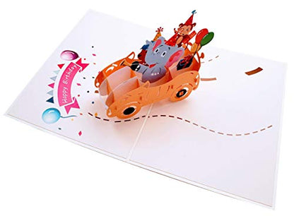 iGifts And Cards Animal Party Squad 3D Pop-Up Card – Birthday Wishes 5"x7" | Whimsical Safari Theme, Funny Celebration Surprise, Milestone Greeting, Daughter, Son, Nephew, Niece, Wildlife Paper Keepsake - color: Animals Birthday