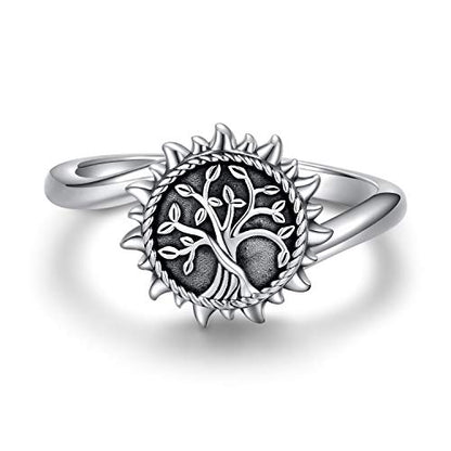 925 Sterling Silver Urn Necklace Ring Bracelet For Ashes Sunshine Cremation Keepsake Pendant Family Tree of Life Ashes Necklace Jewelry Locket Memorial Always in My Heart Memory Necklace Gift - style: Ring