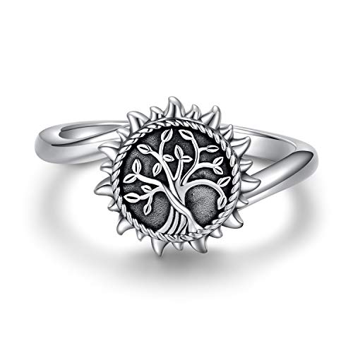 925 Sterling Silver Urn Necklace Ring Bracelet For Ashes Sunshine Cremation Keepsake Pendant Family Tree of Life Ashes Necklace Jewelry Locket Memorial Always in My Heart Memory Necklace Gift - style: Ring
