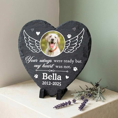 Custom Name Photo Pet Memorial Stone for Loss Dogs Cats, Garden Memorial Rock Headstone Dog Passing Away Sympathy Gift, Dog Cat Grave Markers Tombstone