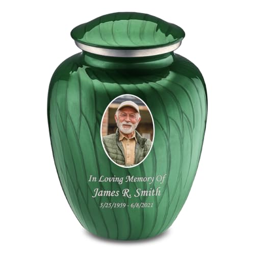 Geturns Embrace Adult Personalized Picture Cremation Urns for Human Ashes I Large Photo Pearl Green Funeral Urn for Men and Women I 200 lbs - color: Pearl Green