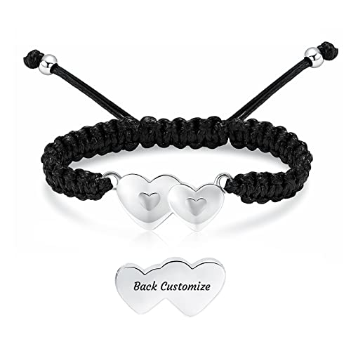constantlife Double Heart Cremation Bracelet for Ashes for Women Stainless Steel Pendant Urn Memorial Jewelry Loved Ones Human Pet Funeral Keepsake Gift - color: Customize