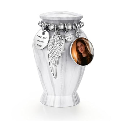 SOITIS Customized Small Urns for Human Ashes Keepsake, 2.83 Inches Urn for Women Men, Customized Aluminum Cremation Urns for Human Ashes-White Keepsake Urn - color: Custom-white