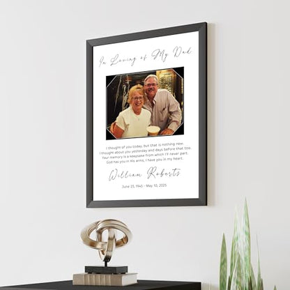 Personalized Memorial Photo Gifts Picture Black Frame Plaque Sign, Sympathy Loss of Husband Photo, Custom Loss of Loved One Wood Frame Photo Gift - color: Design 3