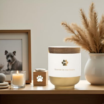 Pearhead Pet Ceramic Forever in Our Hearts Urn, Pet Memorial, Gold - style: My Heart Urn, Gold