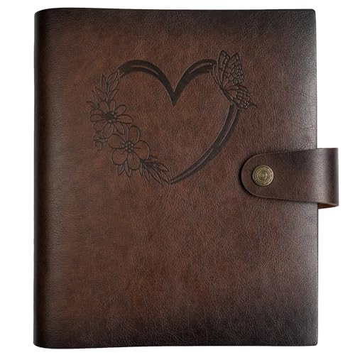 Photo Album 4x6 200 Pockets, Genuine Leather Photo Albums 200 Photos with Writing Space 30 Writing Paper, Family Wedding Travel Kids Graduation Ultrasound Baby Picture Album Scrapbook, Mother Gifts - color: Brown-Love, size: 200 Photos