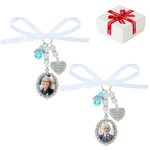 Wedding Bouquet Photo Charms Bridal Lacy Oval Bridal Charm You are Always in My Heart DIY Bouquet Picture Charm - style: One photo style