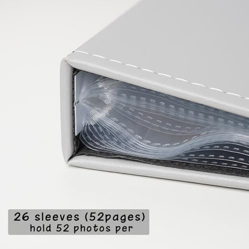 Photo Album 5x7 52 Pockets Pack of 2 Leather Cover Picture Book Holds 5x7 Photos for Wedding, Baby, Family, Graduation - color: Grey, size: 5x7 (2 PK)