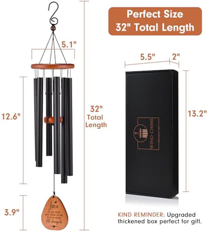 AMBOBE Memorial Wind Chimes for Loss of Loved One, Sympathy Wind Chime Gift | Bereavement Gifts, Beautiful Outdoor Garden Decor with Soothing Melodic Tones - size: Black - Tree of Life