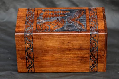 Wooden Urn for Human Ashes Adult Male/Women - Rosewood Funeral Cremation Urn for Ashes - Eagle Wooden Urns Hand-Crafted (XXL(14x7.5) 545Cu/inch) - color: Xxl(14x7.5) 545cu/Inch