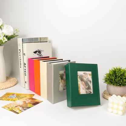RECUTMS Photo Album 4x6 100 Photos Leather Small Album for Baby Dark Green | White Inner Page, 100 Vertical Pockets, Travel Family Wedding Pictures Book, DIY Front Window, Anniversary Graduation Gifts - color: Dark Green, size: 100 pockets