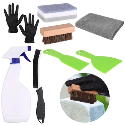 13 Pcs Headstone Cleaner for Grave Tombstone Cleaning Tools Granite and Stone Daily Cleaner with Spray Bottle,Scrub Brush,Sponge,Towel,3 Disposable Gloves,Crevice Brush,2 Plastic Scrapers