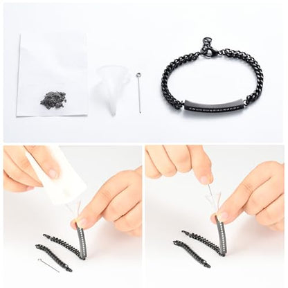 Cremation Urn Cuff Bracelet for Ashes Stainless Steel Crystal Cube Cremation Bangle Keepsake Ashes Jewelry - color: Black