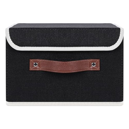 ANMINY Fabric Storage Box Bins with Lids, Black, 10"x8"x7" - color: Black, size: Small (Pack of 1)