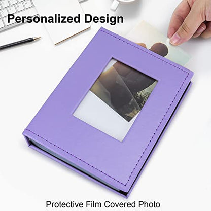 Vienrose Small Photo Album 4x6 Holds 52 Photos, 2 Pack Mini Leather Photo Album with Cover Window, Acid-Free Baby Picture Album for Wedding, Family, Travel & Gift Keepsake, Purple - color: Light Purple, size: 26 Pockets