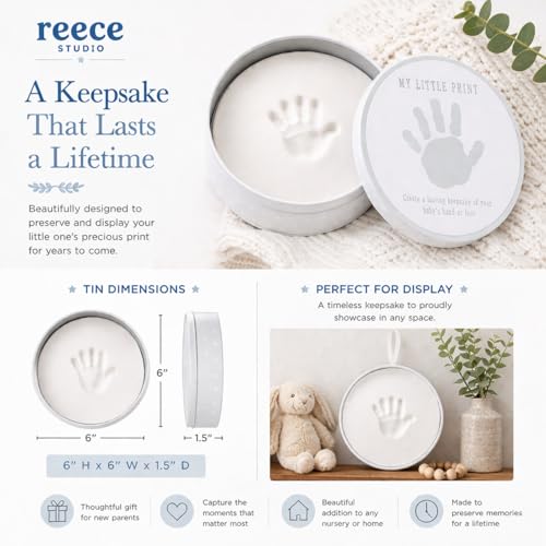 Reece Studio My Little Print Baby Handprint or Footprint Clay Keepsake Tin - color: Baby's Print Clay Tin, size: One Size
