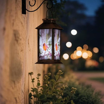 Solar Cardinal Lanterns Outdoor, Waterproof LED Hanging/Tabletop Lights for Patio, Yard, Pathway, Garden Decor