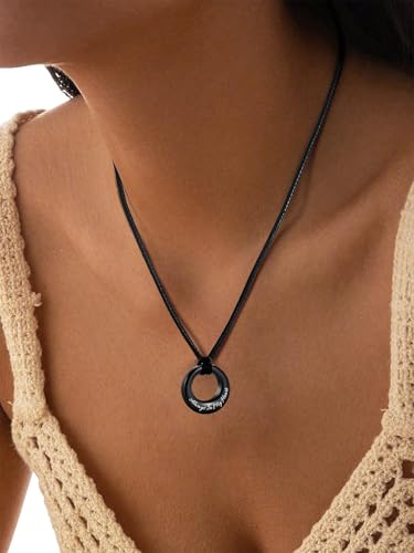 Hearbeingt Cremation Jewelry Urn Necklace for Ashes for Women Men, Circle of Life Eternity Memorial Pendant Ash Jewelry - color: Black-Always in My Heart