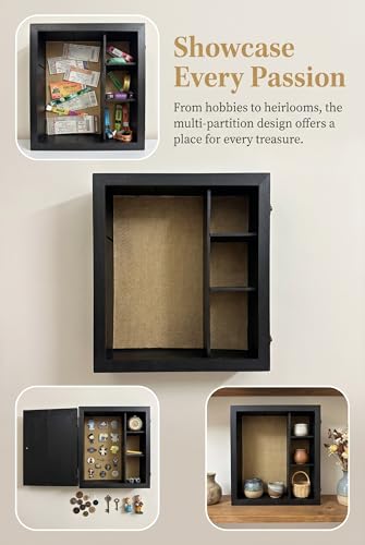 Extra Deep Shadow Box Frame 14x16, Depth 6in Shadow Boxes Display Cases, for Flowers Bouquet Wedding Picture Photo and Keepsake (Black) - color: Black