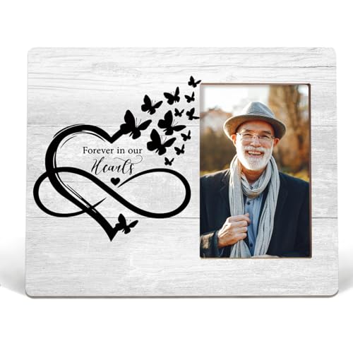 Lacama Memorial Picture Picture Frame 4x6 Sympathy Gifts for Loss Loved One - color: Forever in our Hearts