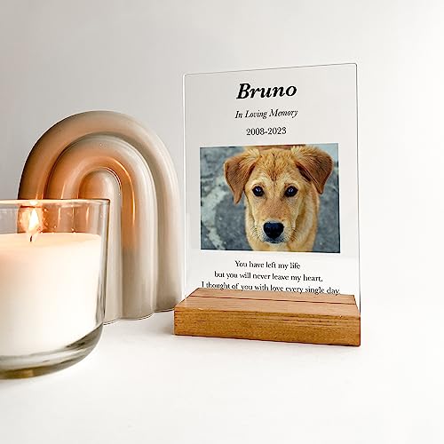 Custom Any Names Words & Picture Personalized Photo Frame Stand Bereavement Gift Sympathy Memorial Decor Sign Funeral in Heart Memory of Loved One Condolence Remembrance Loss Loving Pet Owner Parent Dog Cat