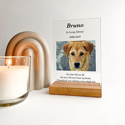 Custom Any Names Words & Picture Personalized Photo Frame Stand Bereavement Gift Sympathy Memorial Decor Sign Funeral in Heart Memory of Loved One Condolence Remembrance Loss Loving Pet Owner Parent Dog Cat