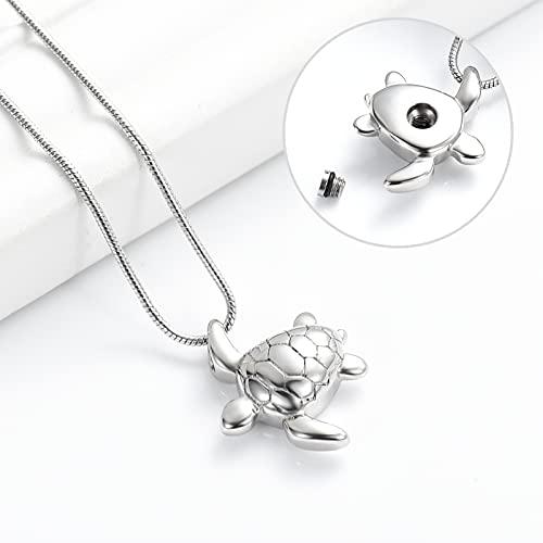 Imrsanl Sea Turtle Cremation Jewelry for Ashes Urn Necklace of Loved One - color: Silver