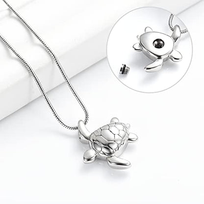 Imrsanl Sea Turtle Cremation Jewelry for Ashes Urn Necklace of Loved One - color: Silver