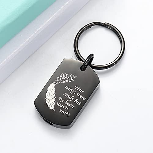 shajwo Paw Print Urn Keychain for Dog Cat | Dog Cat Keepsake Memorial Keychain Ash Holder,Stainless Steel Cremation Jewelry - color: Wing Black 1