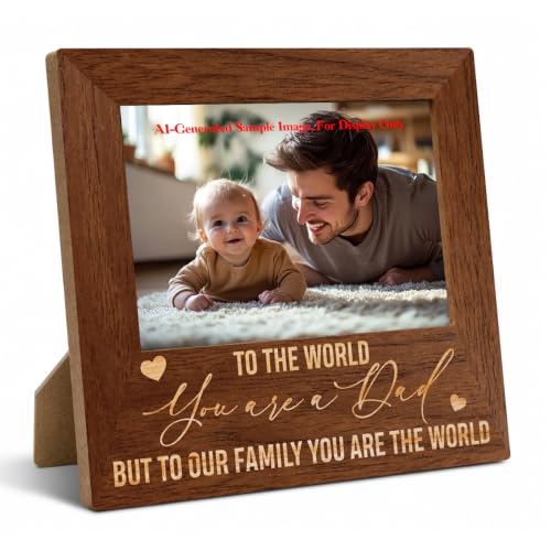 Family Picture Frame, Dad Gift, 4x6 Wooden Photo Display, Rustic Desk Decor, Dad Day Gifts, Dad Birthday Gifts, 6.9 x 7.3 in - color: Father 07
