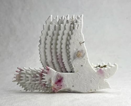 Of The Earth Handmade Paper - Custom Memorial Favors - In Loving Memory Recycled Card 3.5" x 4.875" w/Seed Paper Shapes - Set of 16 (ILM Bird (Ranunculus)) - color: ILM Bird (Ranunculus)