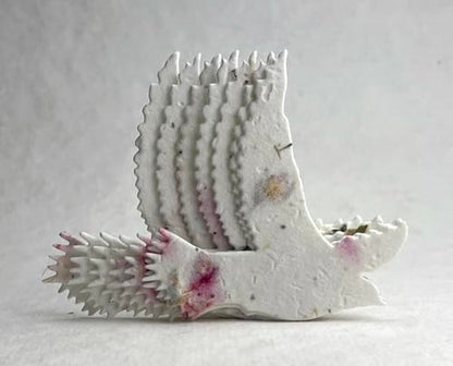Of The Earth Handmade Paper - Custom Memorial Favors - In Loving Memory Recycled Card 3.5" x 4.875" w/Seed Paper Shapes - Set of 16 (ILM Bird (Ranunculus)) - color: ILM Bird (Ranunculus)