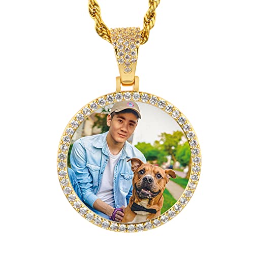 YIMERAIRE Customized Picture Necklace Personalized Circle Chain - color: 01 Circle Pendant(Gold)+Rope Chain 0171
