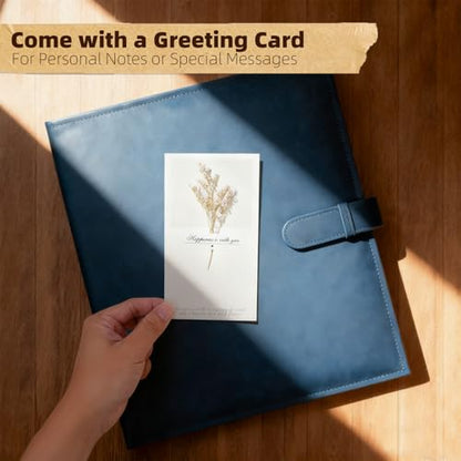 Vienrose 15"x13" Scrapbook Album Gift Set Faux Leather DarkBlue 100 Pages | 3 Ring Scrapbook With 100 Kraft Pages, 50 Plastic Sleeves, Blank Scrapbooks, Photobook, Valentine Gift Wedding Anniversary - color: Navy Blue, size: 15"X13" 50Sheets