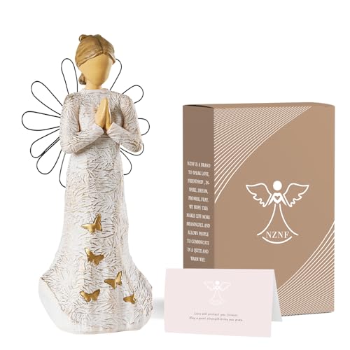 Sympathy Angel Figurines for Loss of Loved Ones Angel Statues | Home Decor Serenity Prayer Gifts for Women Resin Sculpted Hand-Painted Figure Bereavement Gift Praying Hands Statue - style: Sympathy Angle( Standing Style)
