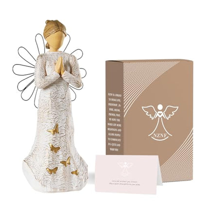 Sympathy Angel Figurines for Loss of Loved Ones Angel Statues | Home Decor Serenity Prayer Gifts for Women Resin Sculpted Hand-Painted Figure Bereavement Gift Praying Hands Statue - style: Sympathy Angle( Standing Style)