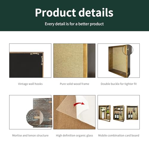 16x20 Shadow Box Frame with Polished Plexiglass, Deep Shadow Box Frame with Hinged Door,Hinged Door, with 4/3" Usable Depth,100% Solid Wood - color: Brown