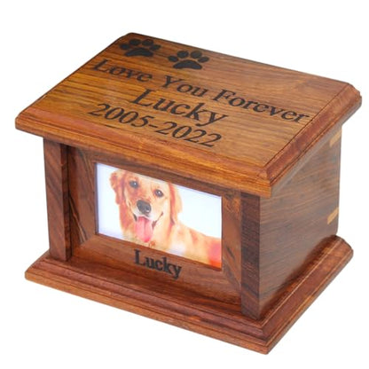 Pet urns for Dogs, Dog urns for Ashes, Wood Pet urn for Cats, Wooden urn for Pet Ashes, Keepsake for Animals, Pet Memorial (Small) - size: Small-With Text